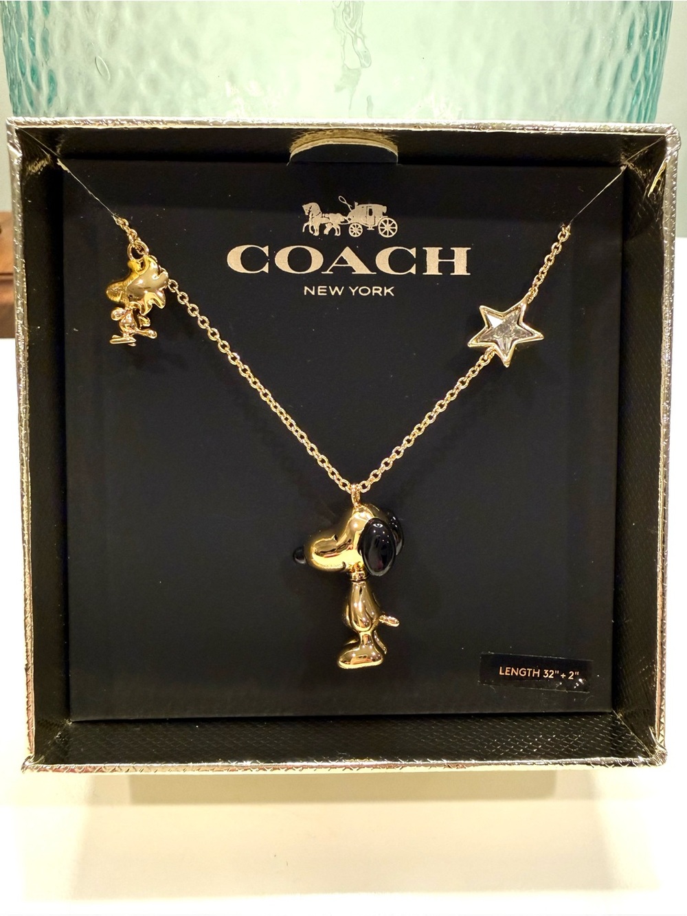 COACH 6126 Limited Edition Peanuts Snoopy and Woodstock Long Necklace
